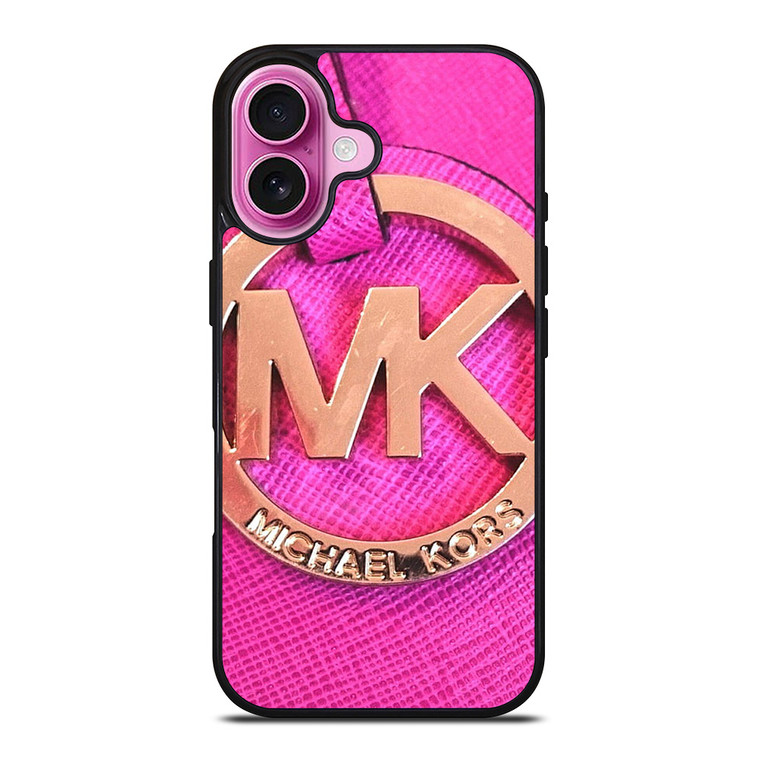 MICHAEL KORS MK LOGO PINK GOLD EMBLEM iPhone 16 Plus Case Cover