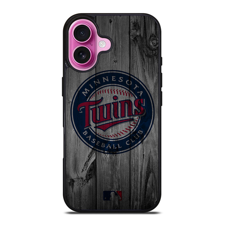 MINNESOTA TWINS BASEBALL MLB WOOD LOGO iPhone 16 Plus Case Cover