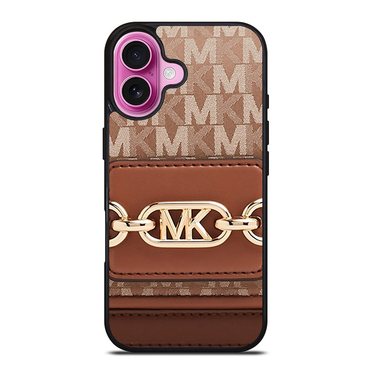 MK MICHAEL KORS LOGO BROWN BAG iPhone 16 Plus Case Cover