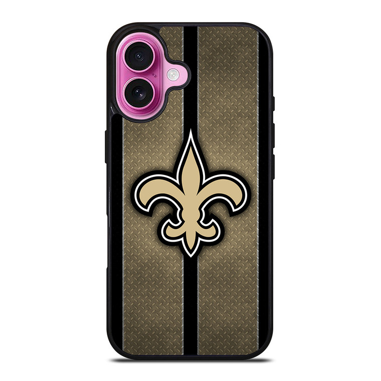 NEW ORLEANS SAINTS NFL METAL STRIPE iPhone 16 Plus Case Cover