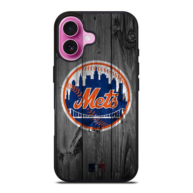 NEW YORK METS BASEBALL MLB WOOD LOGO iPhone 16 Plus Case Cover