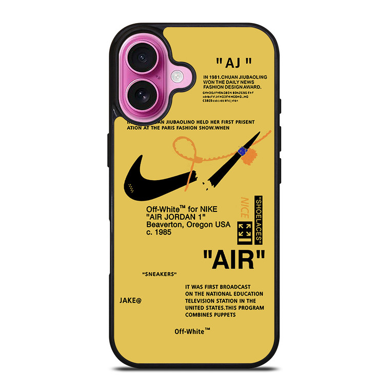 NIKE AIR OFF WHITE YELLOW iPhone 16 Plus Case Cover