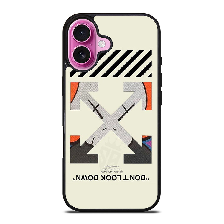 OFF WHITE KAWS LOGO DONT LOOK DOWN iPhone 16 Plus Case Cover