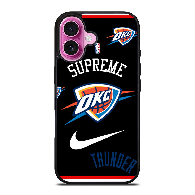 OKLAHOMA CITY THUNDER NBA X SUPREME NIKE iPhone 16 Plus Case Cover OKLAHOMA CITY THUNDER NBA X SUPREME NIKE iPhone 16 Plus Case Cover