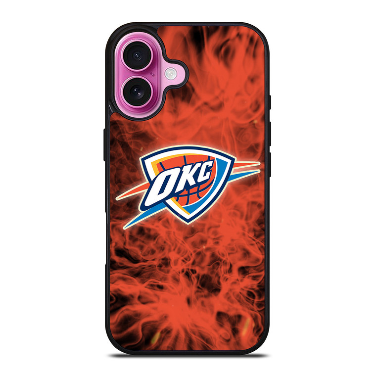 OKLAHOMA CITY THUNDERS BASKETBALL NBA FIRE iPhone 16 Plus Case Cover