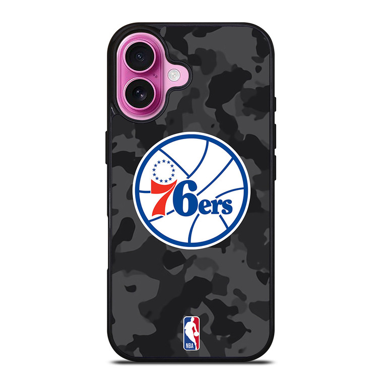 PHILADELPHIA 76ERS BLACK CAMO iPhone 16 Plus Case Cover