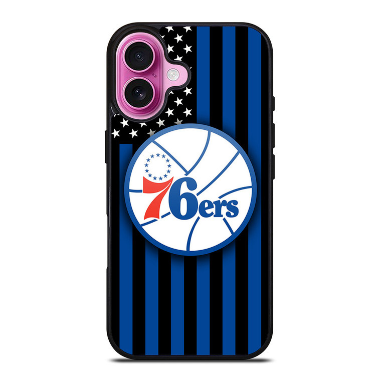 PHILADELPHIA 76ERS NBA USA FLAG iPhone 16 Plus Case Cover