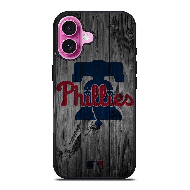 PHILADELPHIA PHILLIES BASEBALL MLB WOOD LOGO iPhone 16 Plus Case Cover
