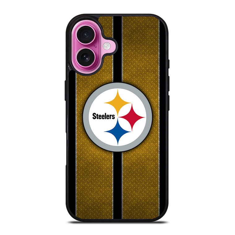 PITTSBURGH STEELERS NFL METAL STRIPE iPhone 16 Plus Case Cover