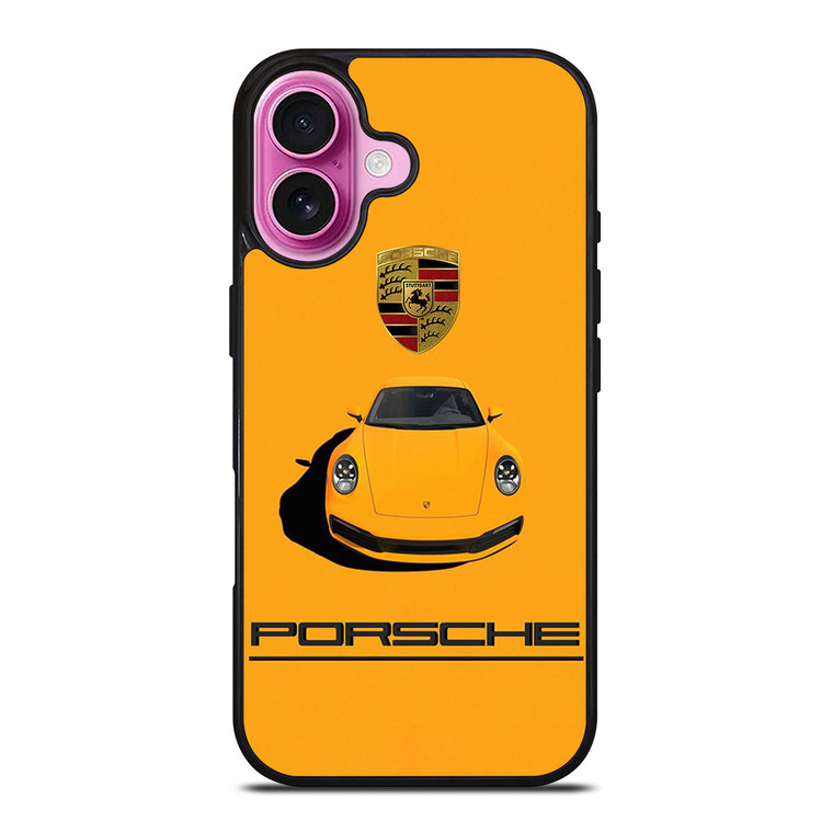 PORSCHE CAR LOGO YELLOW iPhone 16 Plus Case Cover