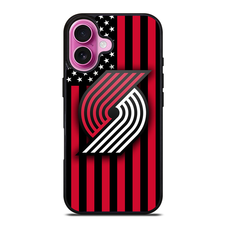 PORTLAND TRAIL BLAZERS NBA USA FLAG iPhone 16 Plus Case Cover