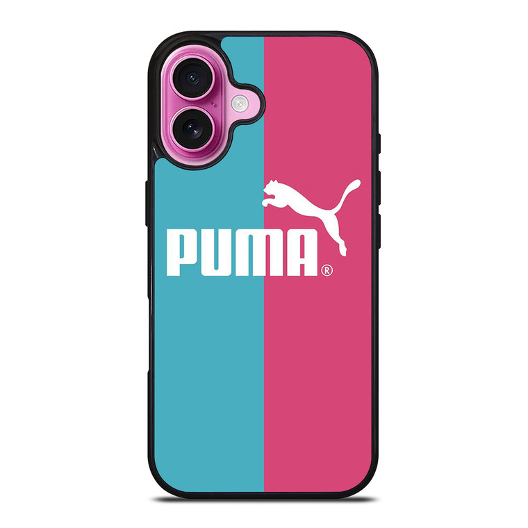 PUMA LOGO BLUE PINK ICON iPhone 16 Plus Case Cover