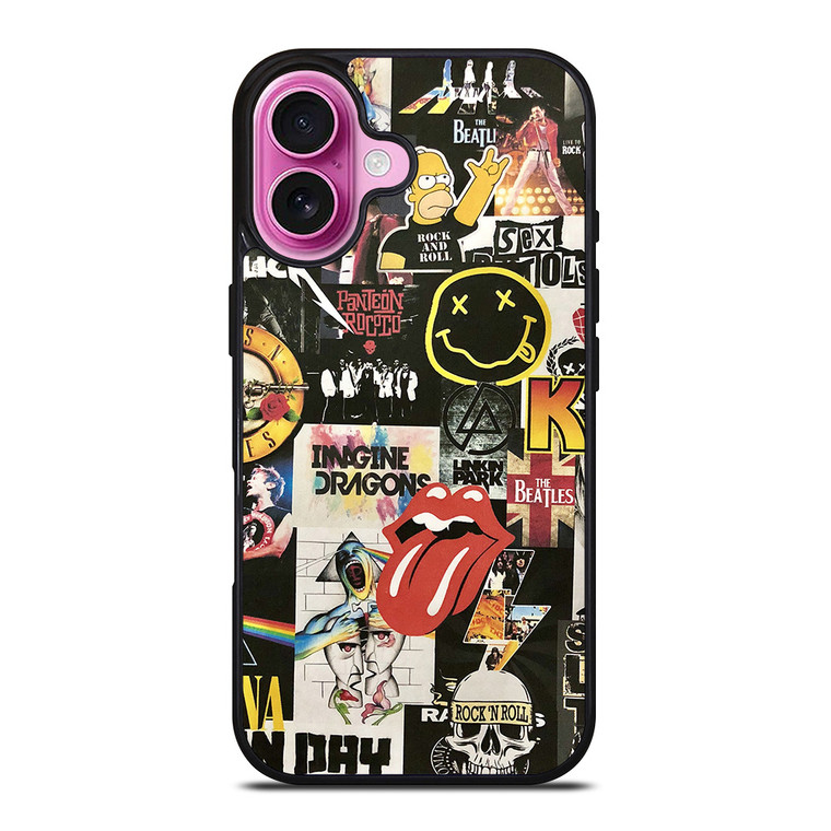ROCK AND ROLL BAND COLLAGE iPhone 16 Plus Case Cover