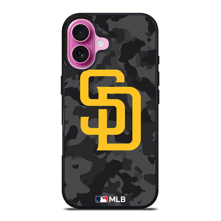 SAN DIEGO PADRES BASEBALL BLACK CAMO iPhone 16 Plus Case Cover
