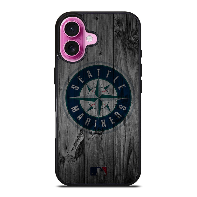 SEATTLE MARINERS BASEBALL MLB WOOD LOGO iPhone 16 Plus Case Cover