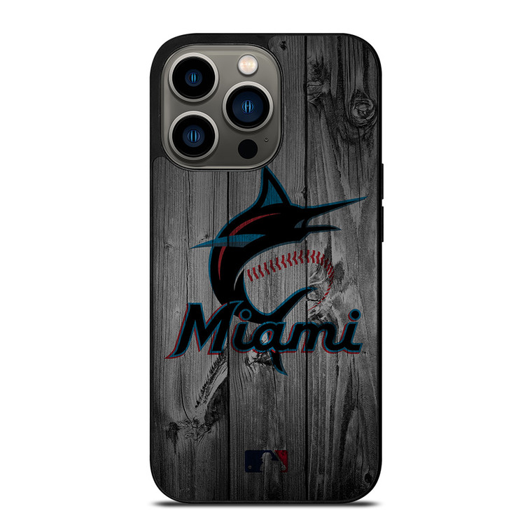 MIAMI MARLINS BASEBALL MLB WOOD LOGO iPhone 13 Pro Case Cover