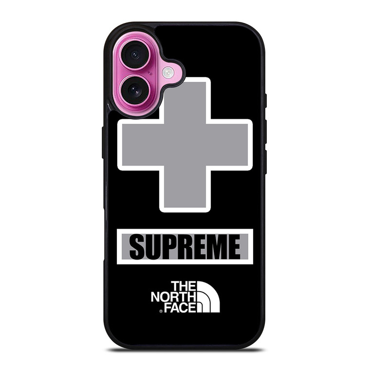 SUPREME X THE NORTH FACE GREY iPhone 16 Plus Case Cover