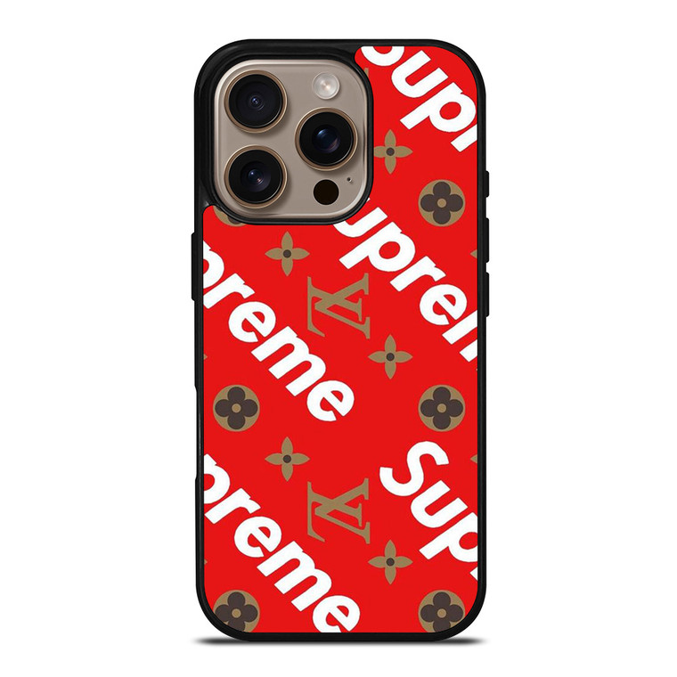 LOUIS VUITTON X SUPREME RED iPhone 16 Pro Case Cover