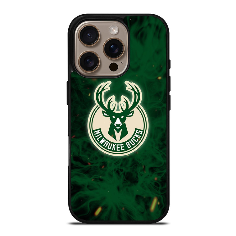 MILWAUKEE BUCKS BASKETBALL NBA FIRE iPhone 16 Pro Case Cover