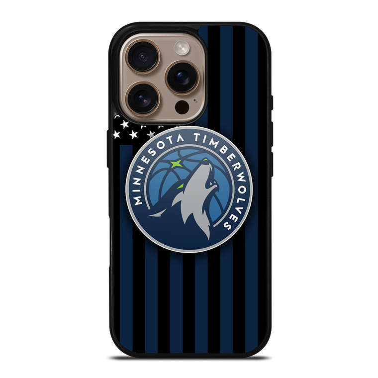 MINNESOTA TIMBERWOLVES NBA USA FLAG iPhone 16 Pro Case Cover