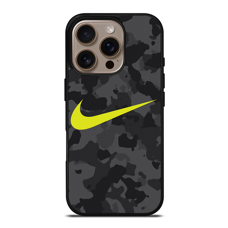 NIKE SWOOSH BLACK CAMO iPhone 16 Pro Case Cover