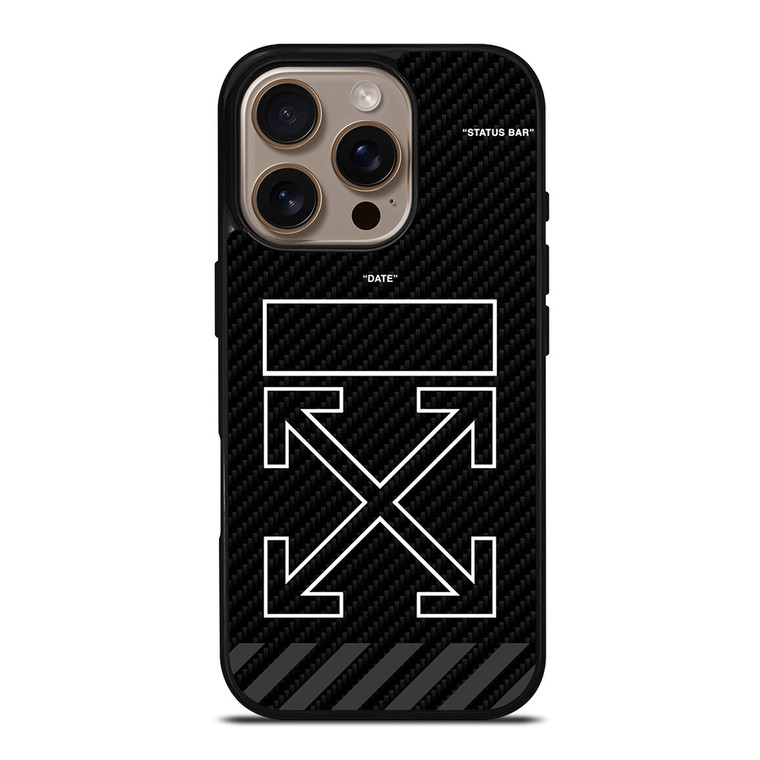 OFF WHITE LOGO TIME DATE CARBON iPhone 16 Pro Case Cover