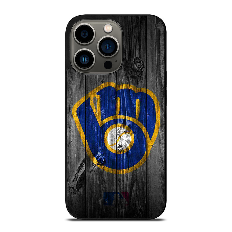 MILWAUKEE BREWERS MLB BASEBALL WOODEN LOGO iPhone 13 Pro Case Cover