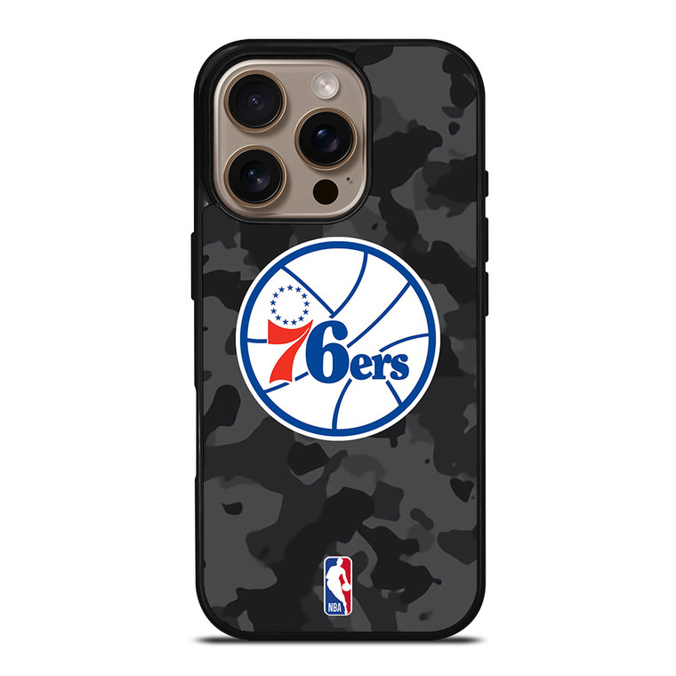 PHILADELPHIA 76ERS BLACK CAMO iPhone 16 Pro Case Cover