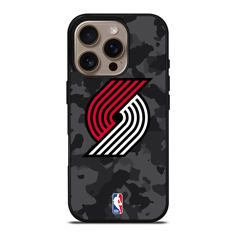 PORTLAND TRAIL BLAZERS BLACK CAMO iPhone 16 Pro Case Cover