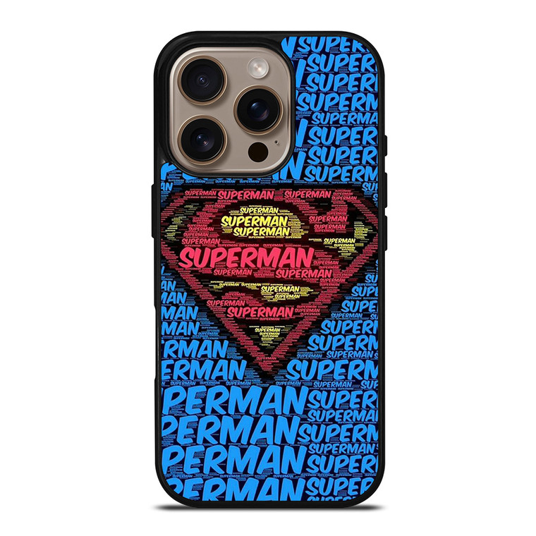 SUPERMAN TYPOGRAPHY LOGO iPhone 16 Pro Case Cover
