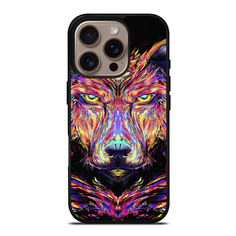 WOLF TRIPPY ART iPhone 16 Pro Case Cover