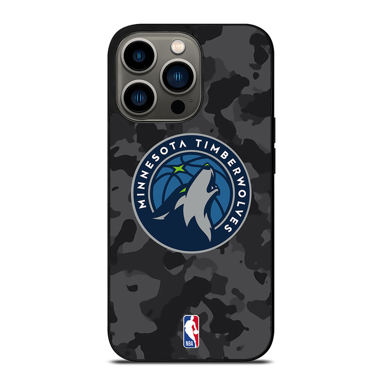 MINNESOTA TIMBERWOLVES BLACK CAMO iPhone 13 Pro Case Cover