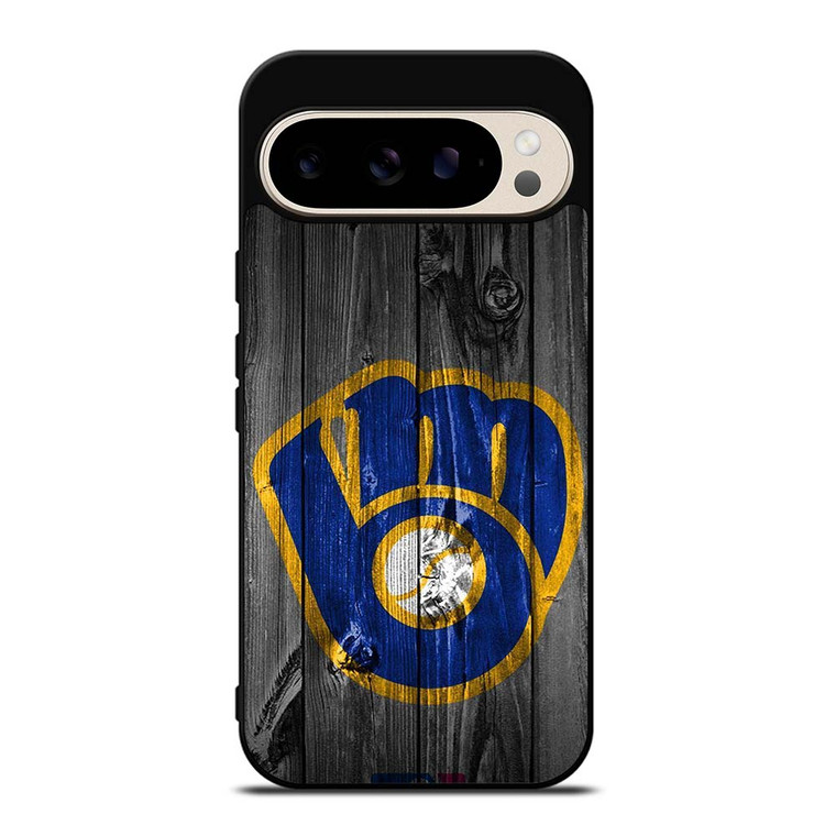 MILWAUKEE BREWERS MLB BASEBALL WOODEN LOGO Google Pixel 9 Pro Case Cover