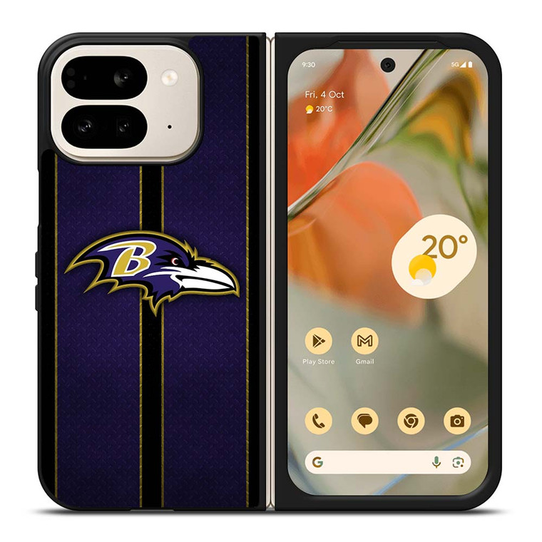 BALTIMORE RAVENS NFL METAL STRIPE Google Pixel 9 Pro Fold Case Cover BALTIMORE RAVENS NFL METAL STRIPE Google Pixel 9 Pro Fold Case Cover