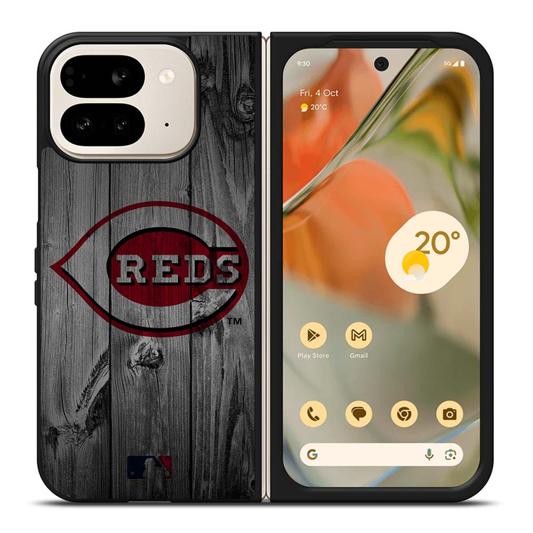 CINCINNATI REDS BASEBALL MLB WOOD LOGO Google Pixel 9 Pro Fold Case Cover