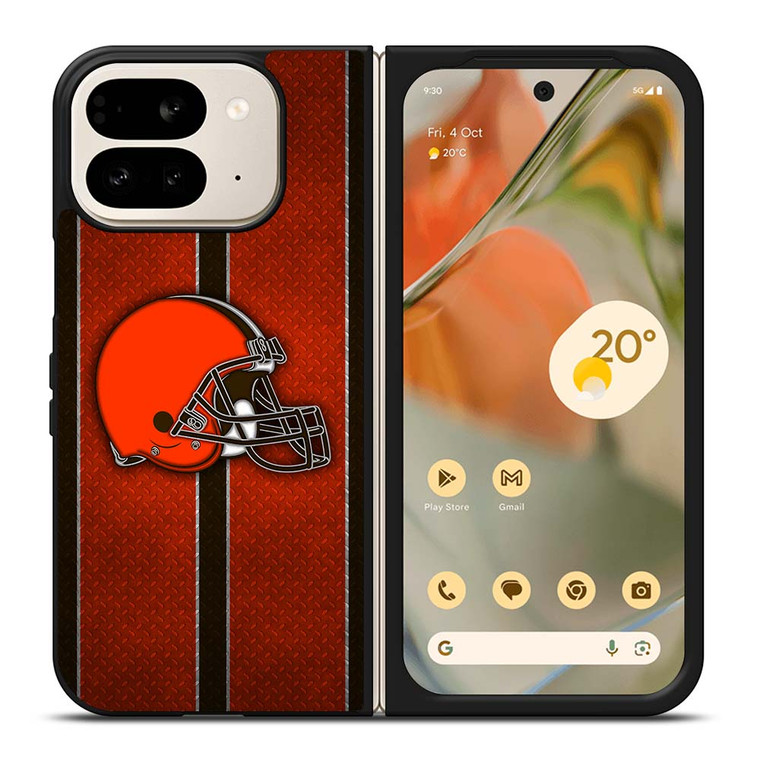 CLEVELAND BROWNS NFL METAL STRIPE Google Pixel 9 Pro Fold Case Cover