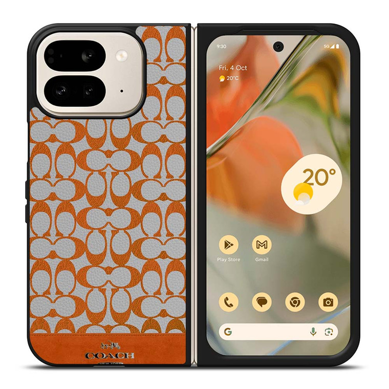 COACH NEW YORK LOGO PATTERN ORANGE EMBLEM Google Pixel 9 Pro Fold Case Cover