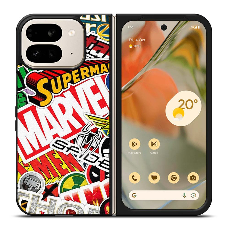 DC MARVEL SUPERHERO COLLAGE Google Pixel 9 Pro Fold Case Cover