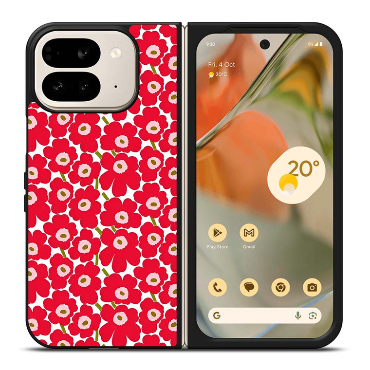 MARIMEKO PATTERN RED POPPY FLOWER Google Pixel 9 Pro Fold Case Cover