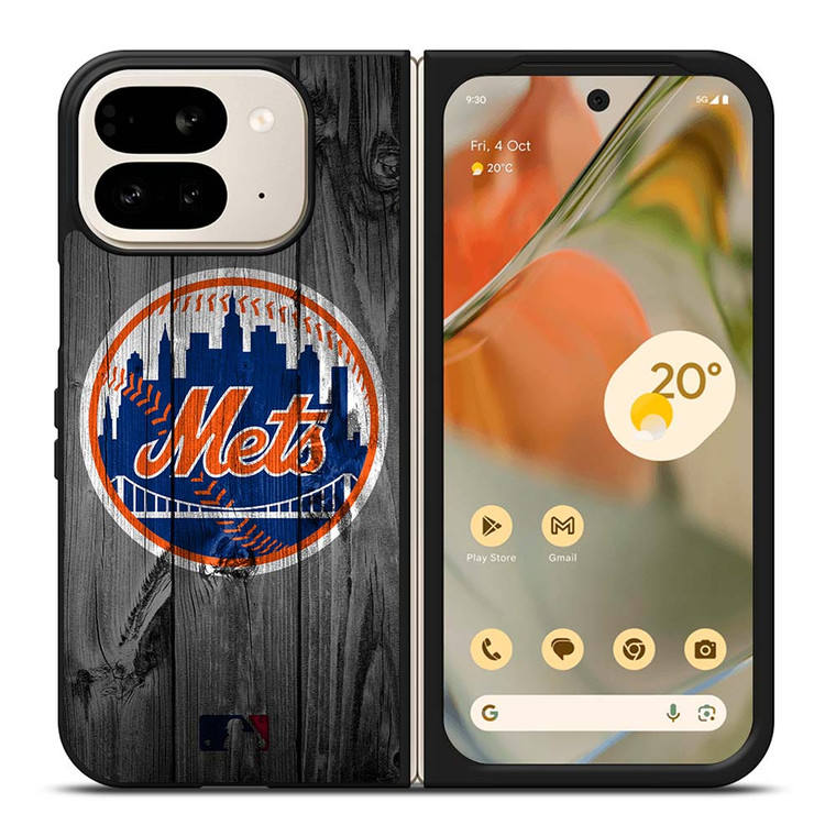 NEW YORK METS BASEBALL MLB WOOD LOGO Google Pixel 9 Pro Fold Case Cover