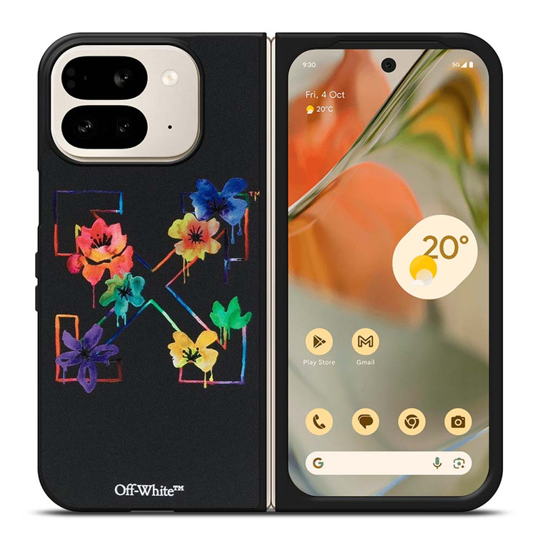 OFF WHITE COLORFUL FLOWER Google Pixel 9 Pro Fold Case Cover