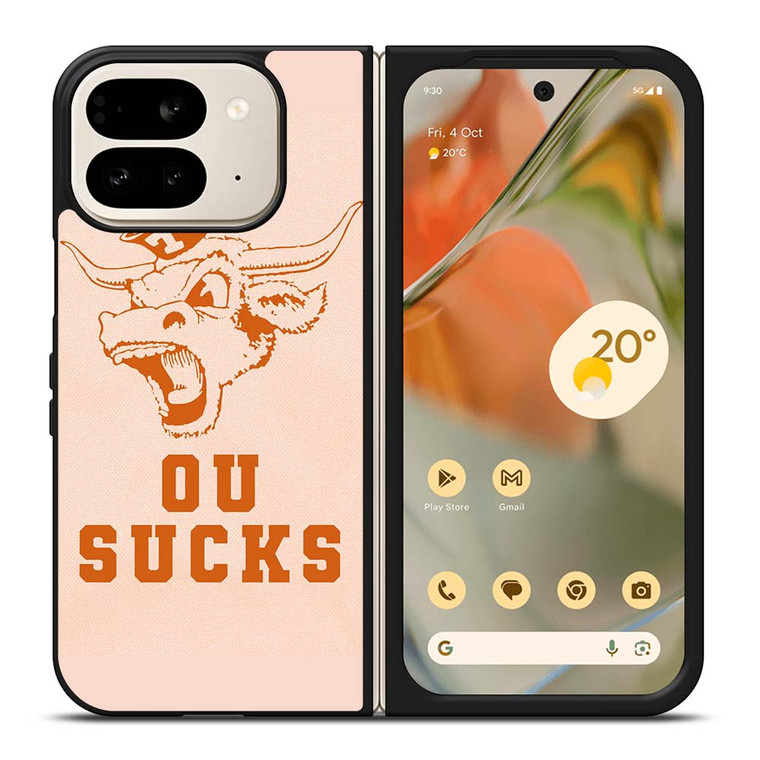 TEXAS LONGHORN ICON OU SUCKS LOGO FOOTBALL UNIVERSITY Google Pixel 9 Pro Fold Case Cover