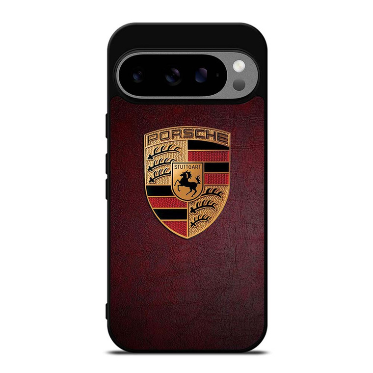 PORSCHE CAR LOGO ON RED LEATHER Google Pixel 9 Pro XL Case Cover