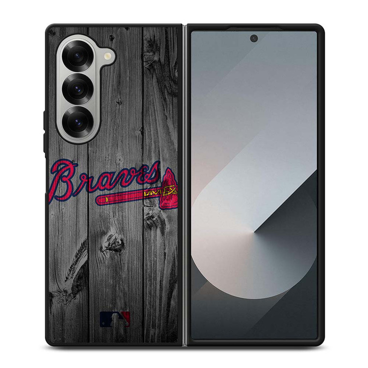 ATLANTA BRAVES BASEBALL MLB WOOD LOGO Samsung Galaxy Z Fold 6 Case Cover