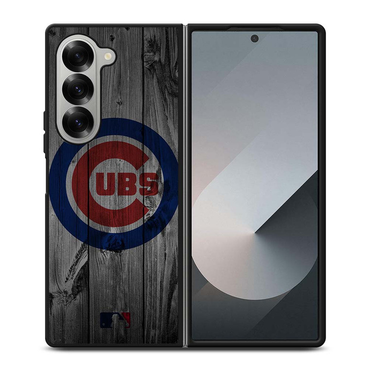 CHICAGO CUBS BASEBALL MLB WOOD LOGO Samsung Galaxy Z Fold 6 Case Cover