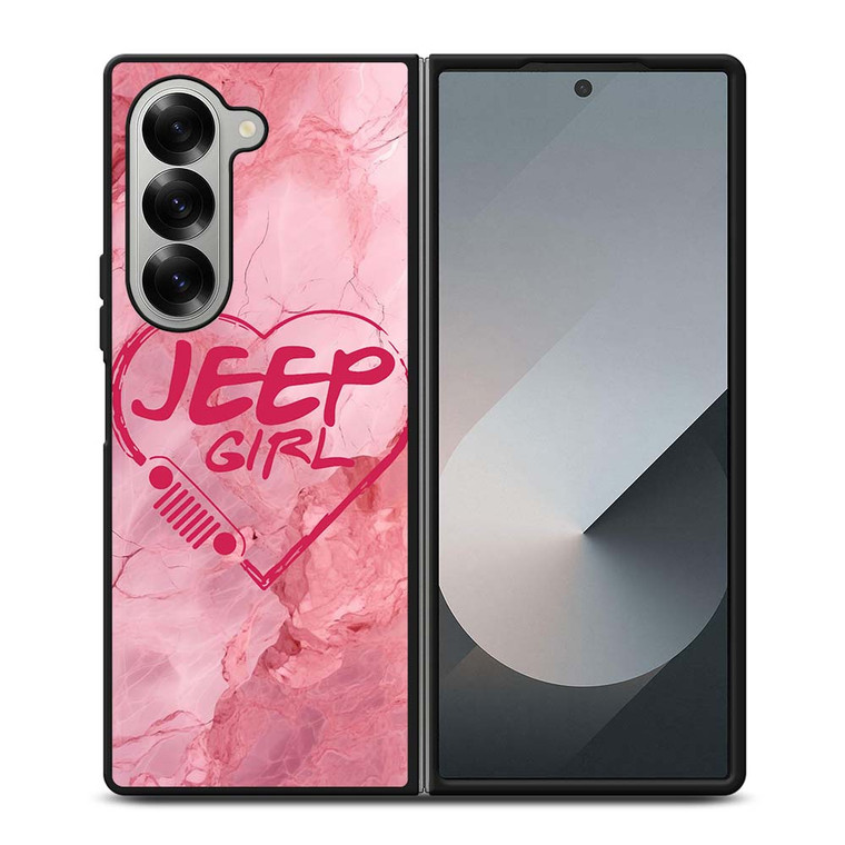 JEEP GIRL LOGO LOVE MARBLE Samsung Galaxy Z Fold 6 Case Cover