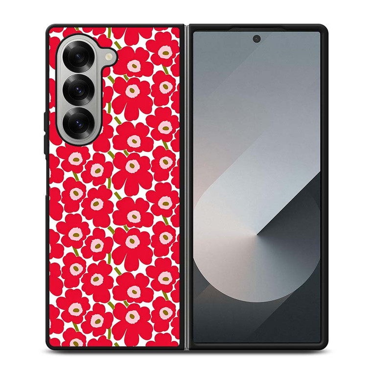MARIMEKO PATTERN RED POPPY FLOWER Samsung Galaxy Z Fold 6 Case Cover