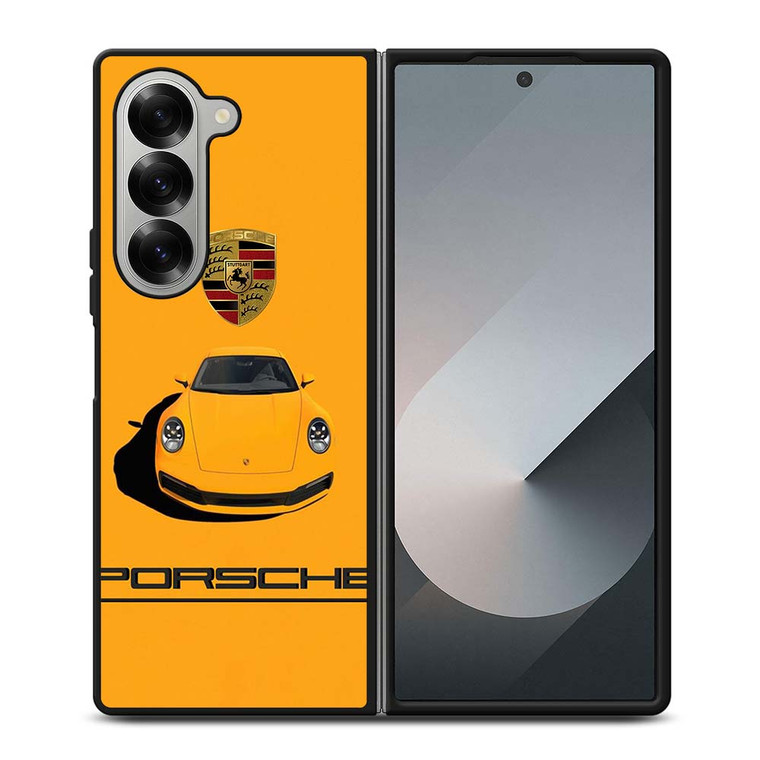 PORSCHE CAR LOGO YELLOW Samsung Galaxy Z Fold 6 Case Cover