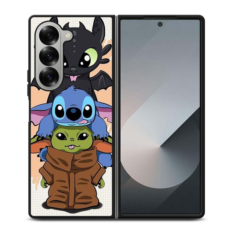 TOOTHLESS STITCH BABY YODA CUTE CARTOON Samsung Galaxy Z Fold 6 Case Cover