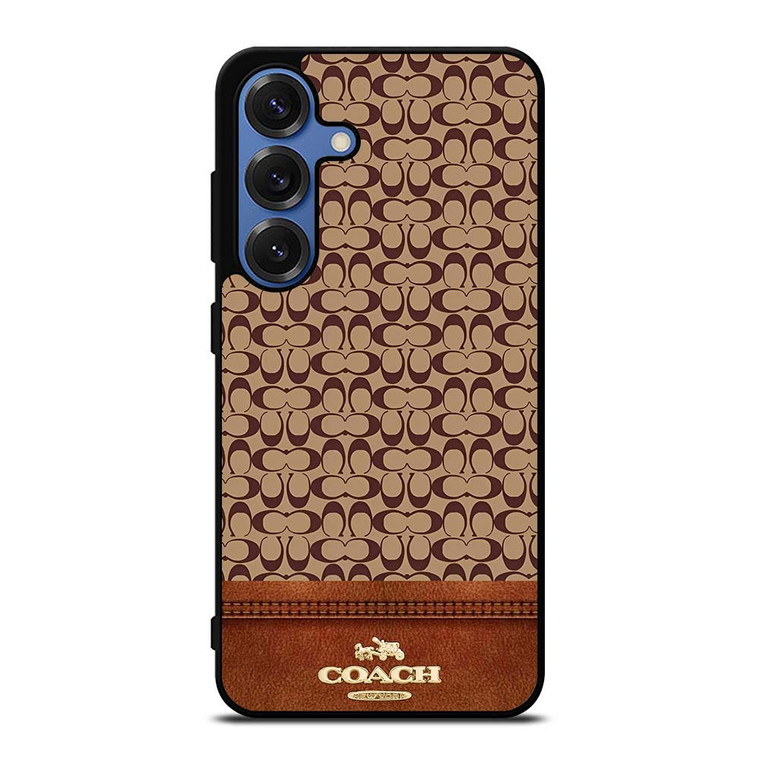 COACH NEW YORK LOGO BROWN LEATHER Samsung Galaxy S25 Case Cover